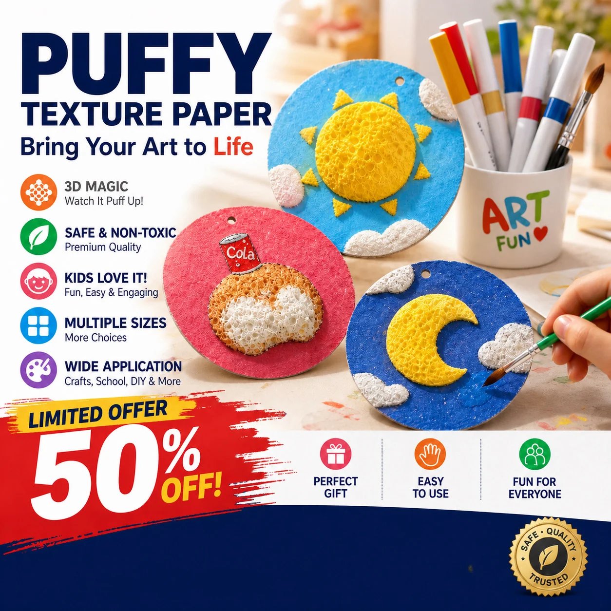 🎄Special Surprise Offer 🎁Buy 3 Get 2 Free!🔮Master the magic of painting!👩‍🎨Foam Texture Painting Paper🎁