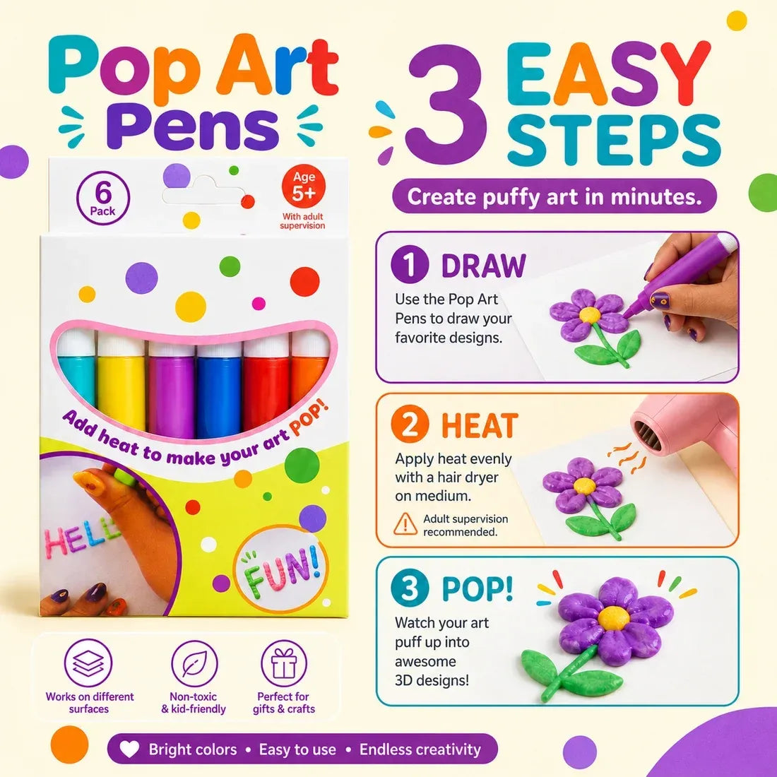 🌈3D Relief Art Pen – Turn Flat Drawings Into Touchable 3D Art