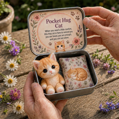 🐱Pocket Hug Plush Keepsake Tin, Mini Portable Comfort Pocket Plush Toy