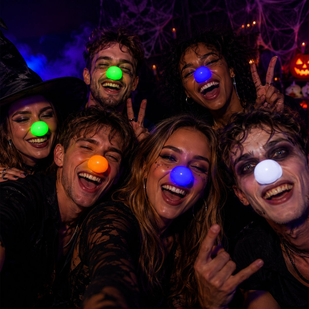 Glow‑in‑the‑Dark Battery‑Free Clown Noses for Halloween Cosplay