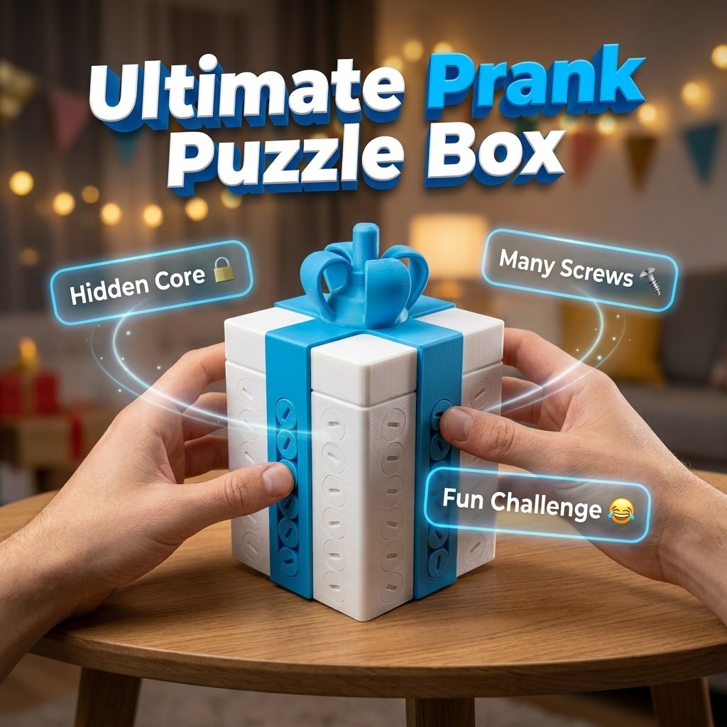😂 3D Printed Annoying Screw Gift Box | Puzzle-Style Prank Box with Hidden Gift Compartment for Birthdays, Christmas & White Elephant Gifts 🎁