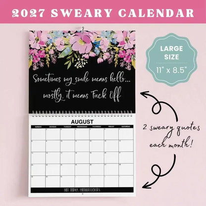 🌸🗓️ 2027 Funny Swear Word Wall Calendar – “F*ck It” Floral Calendar for Tired-Ass Women 😂✨