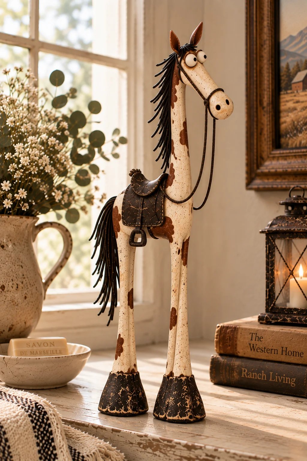 🤠🐴Whimsical Western Cowboy & Horse Figurine Duo - The Perfectly Odd Western Duo