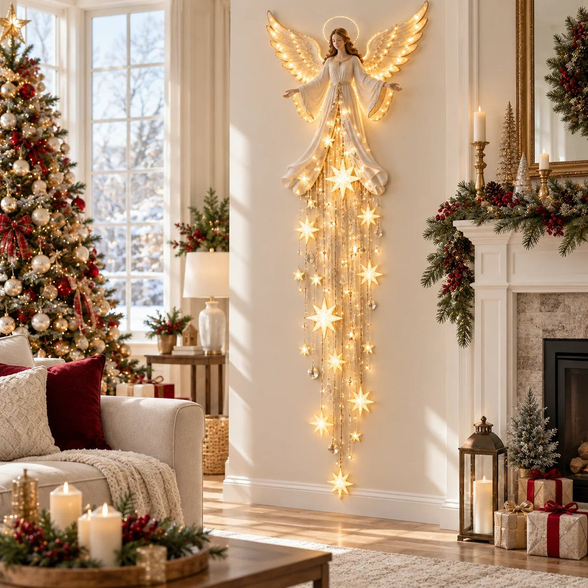 🔥Angel Blessing Starfall Wall Light™ – Heavenly Christmas Wall Decor