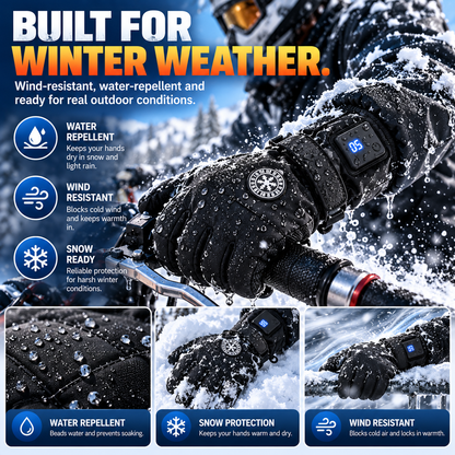 🔥 Rechargeable Heated Gloves – 3 Heat Settings, Waterproof Touchscreen Winter Gloves