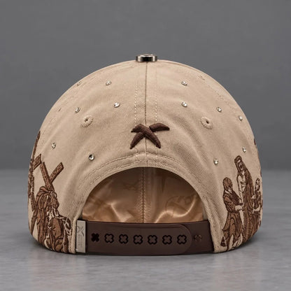✝️ Viacrucis Faith-Inspired Cap | Raised Crosses • Way of the Cross Artwork