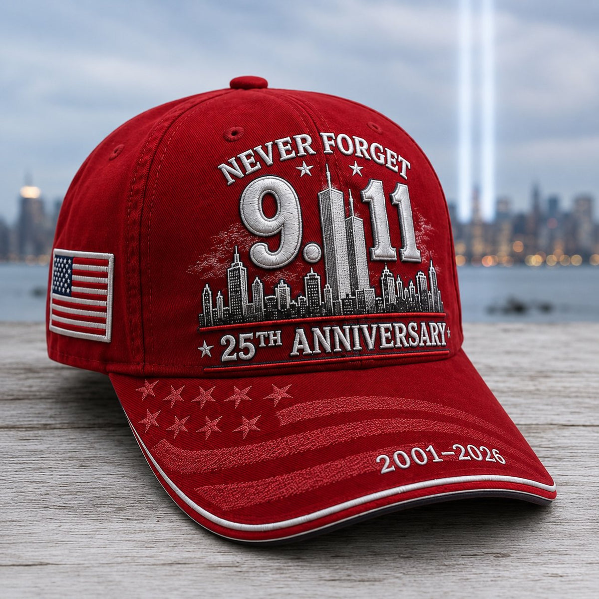 🔥LAST DAY 50% OFF - 9/11 Never Forget 25th Anniversary Embroidered Cap – Unisex Patriotic Memorial Hat🧢 100% Cotton