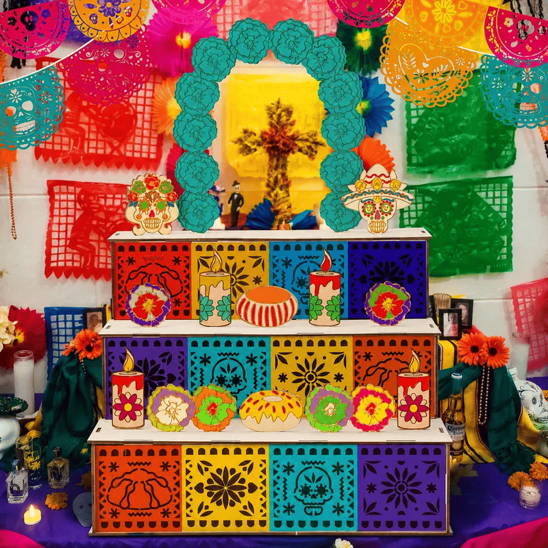 🔥Last Day 49% OFF - 🎃🏵️Day of the Dead Wooden Altar Display Set(📦Buy 2 Free Shipping)