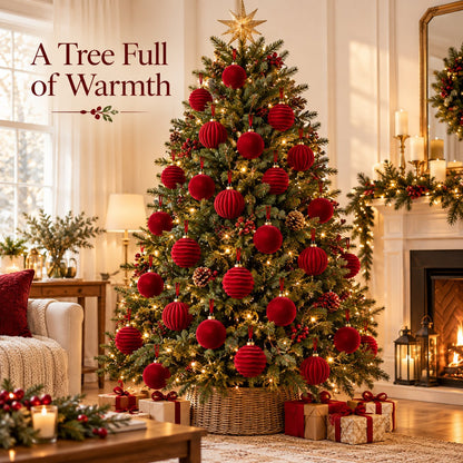 🎄 Red Christmas Ornament Set