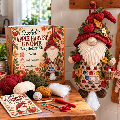 ⏳ Last Day 49% OFF – 🧶 Beginner-Friendly Gnome Crochet Bag Holder DIY Kit | 6 Charming Designs with Yarn, Tools & Guide Included 🍄