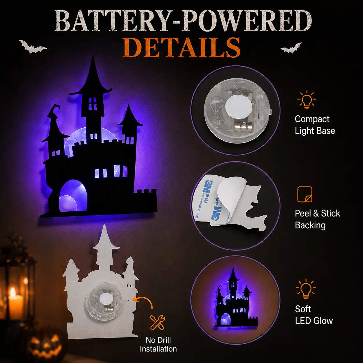 Halloween LED Silhouette Wall Light Stickers