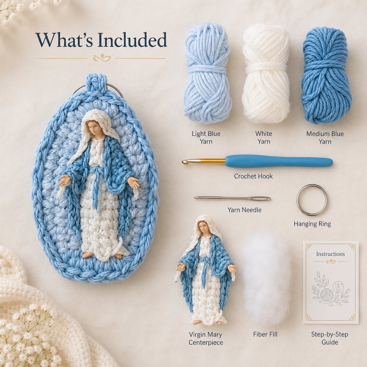 🙏 Limited-Time 50% OFF – DIY Crochet Virgin Mary Hanging Ornament Kit