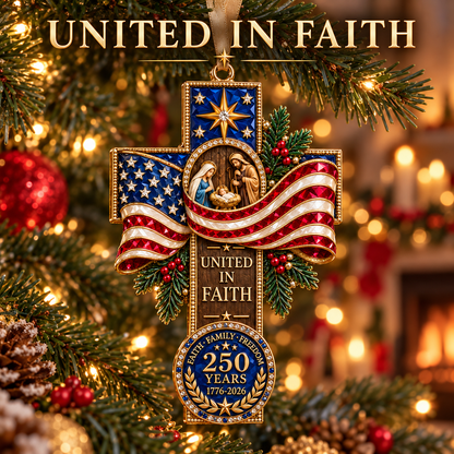 2026 United in Faith Nativity Cross Christmas Ornament – 250th Anniversary Keepsake Gift