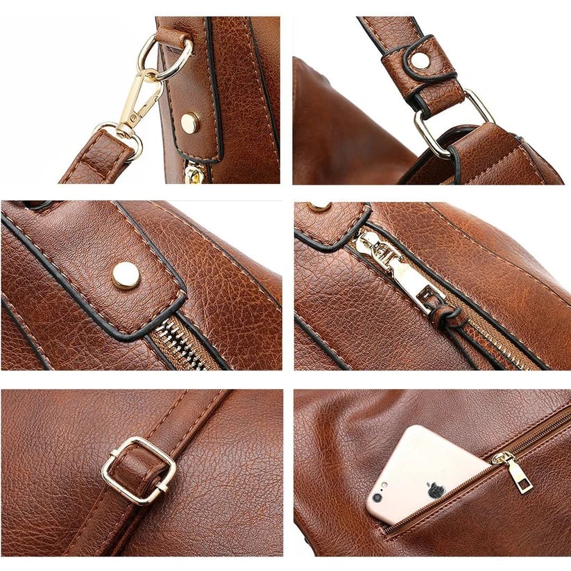 Luxury Leather Hobo Bag Anti-Theft Handbag + FREE Pouch Wallet