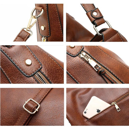 Luxury Leather Hobo Bag Anti-Theft Handbag + FREE Pouch Wallet