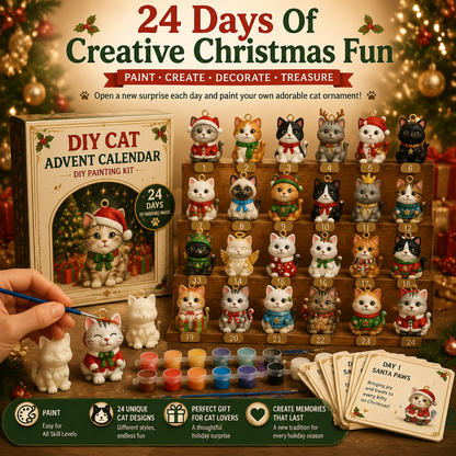 🐱 DIY Cat Advent Calendar 2026 – 24 Days of Painting Magic, Create Your Own Christmas Cat Ornaments