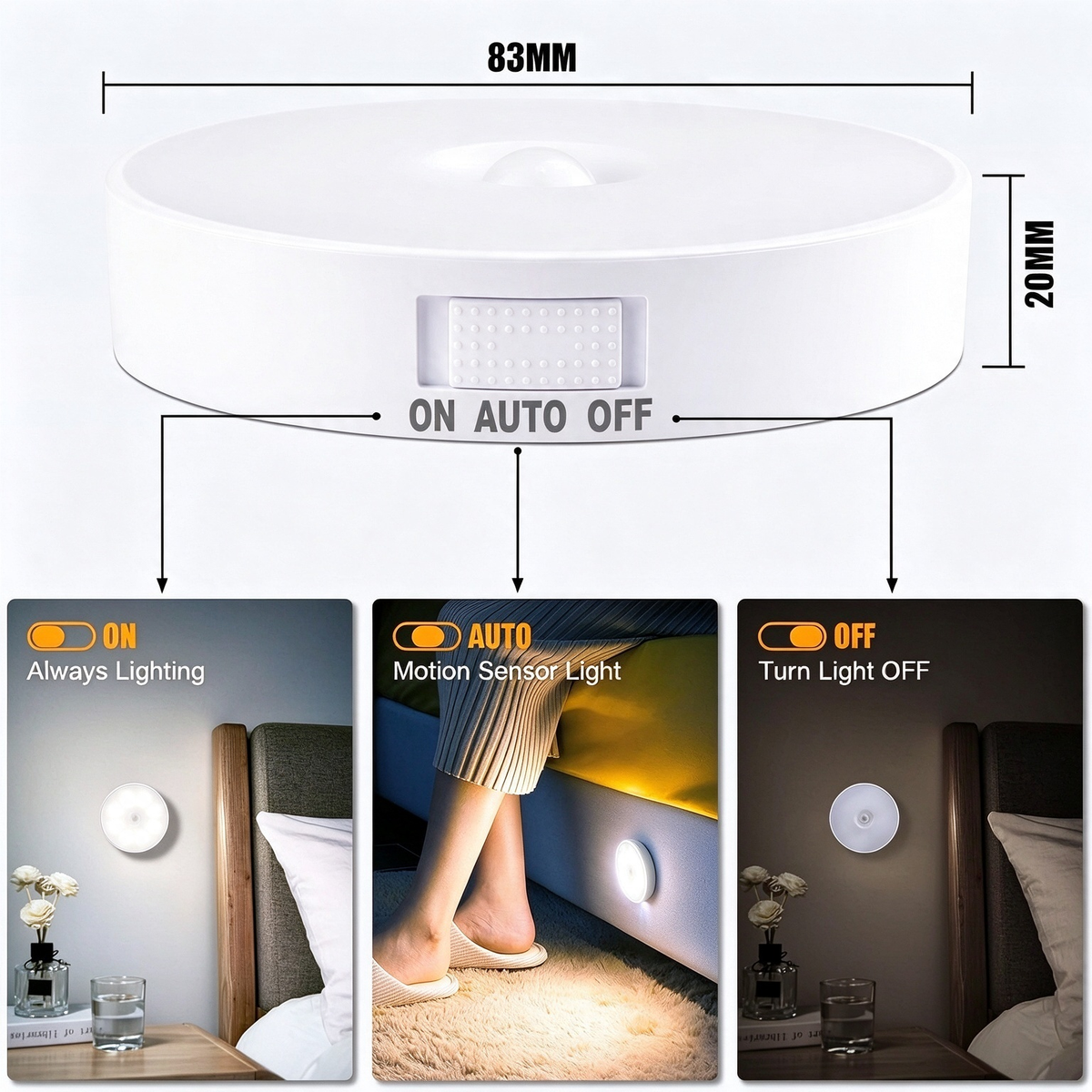 6 Pcs Motion Sensor Light, Rechargeable Night Light 💡