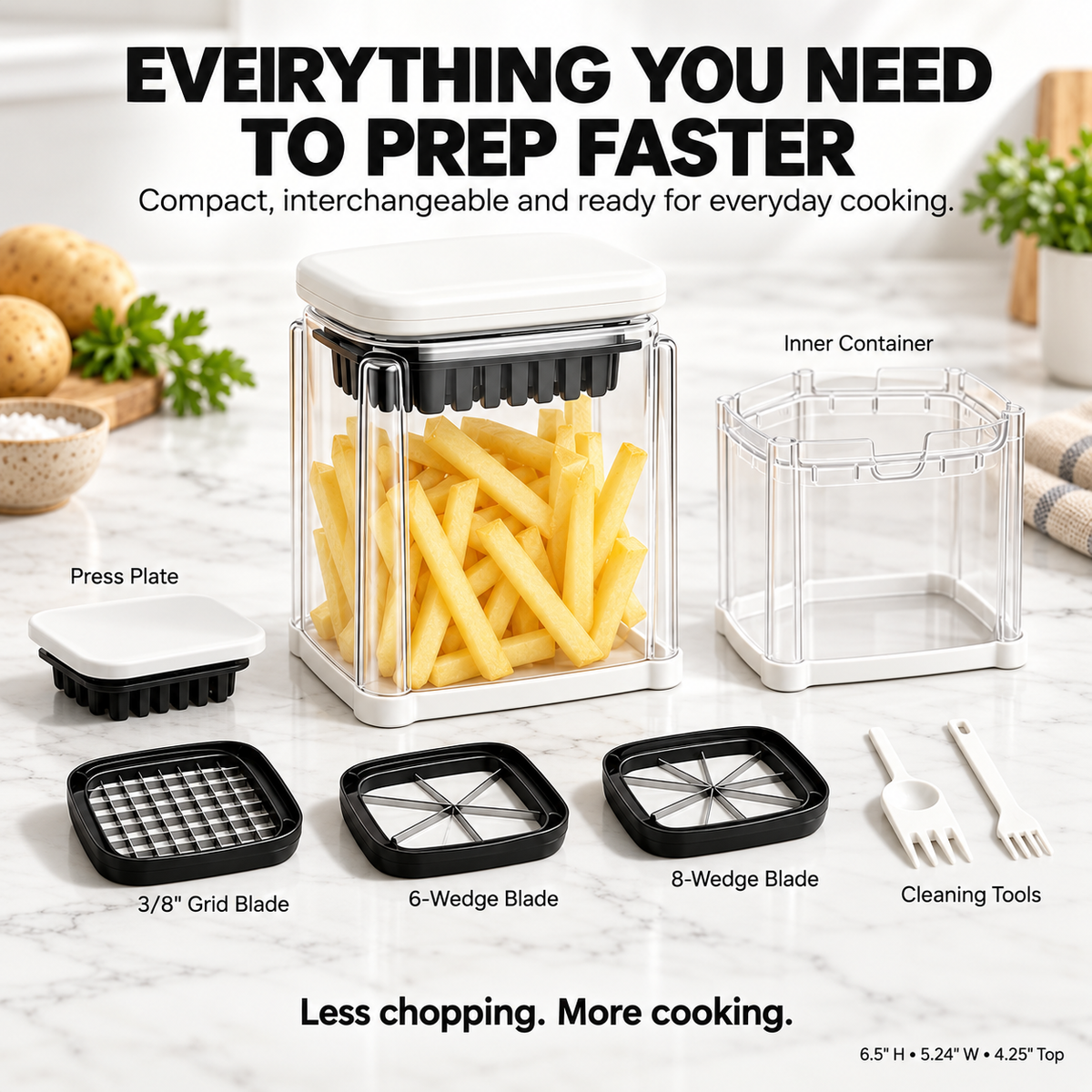 🍟 3-in-1 French Fry & Vegetable Cutter – Fast, Easy & Air Fryer Ready