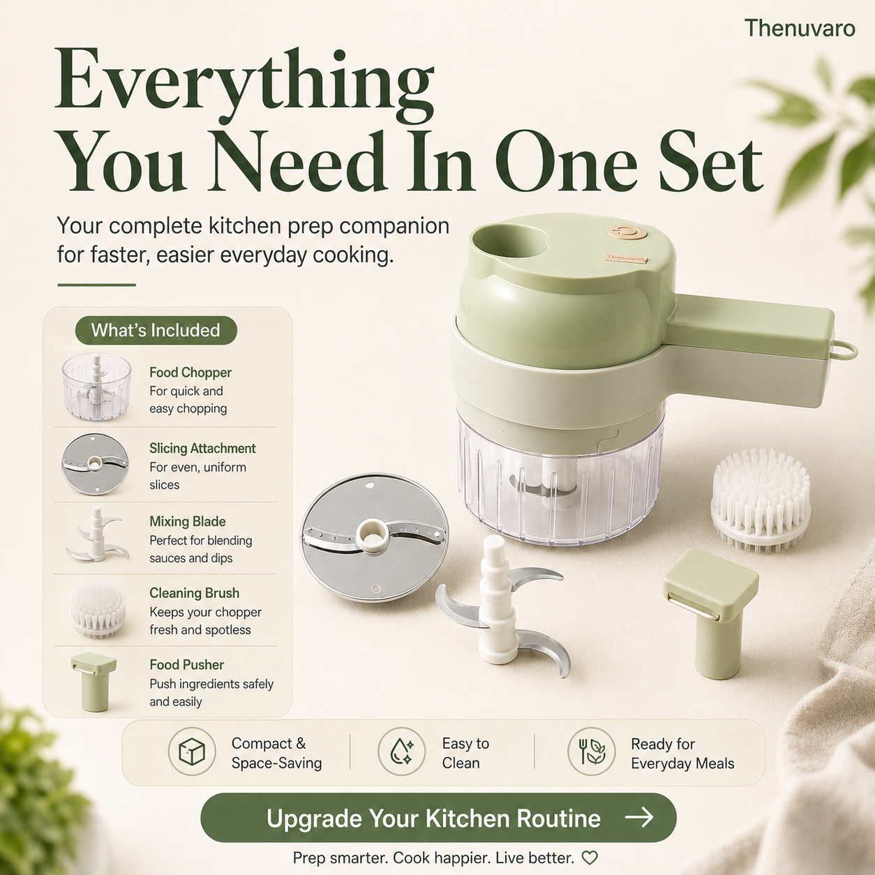 🥗 4-in-1 Handheld Food Chopper – Chop, Slice & Mix Faster for Effortless Everyday Cooking