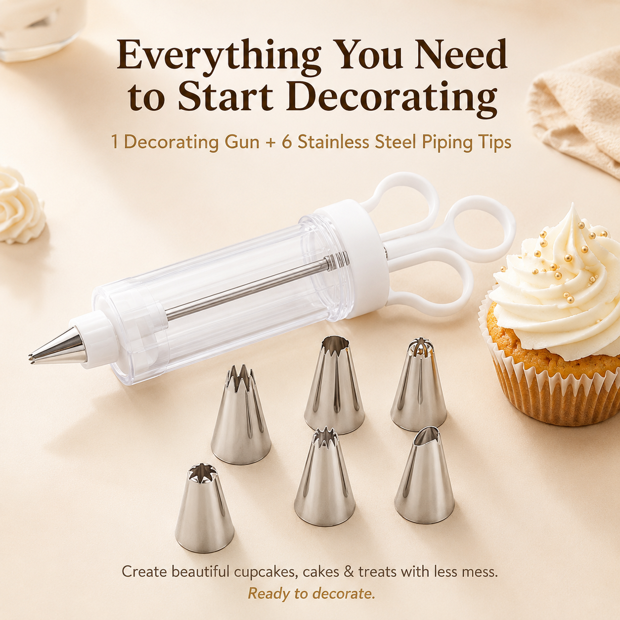 🧁 Easy Cake Decorating Gun – Beautiful Piping Made Simple