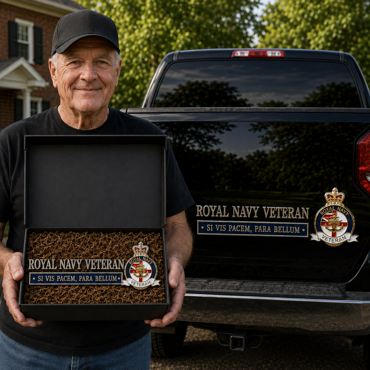 Royal Navy Veteran emblem gift and vehicle display