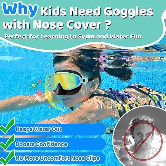 🏊‍♀️ Buy 1 Get 1 Free🏊‍♀️-HD children's large frame waterproof and anti-fog swimming goggles🏊‍♀️