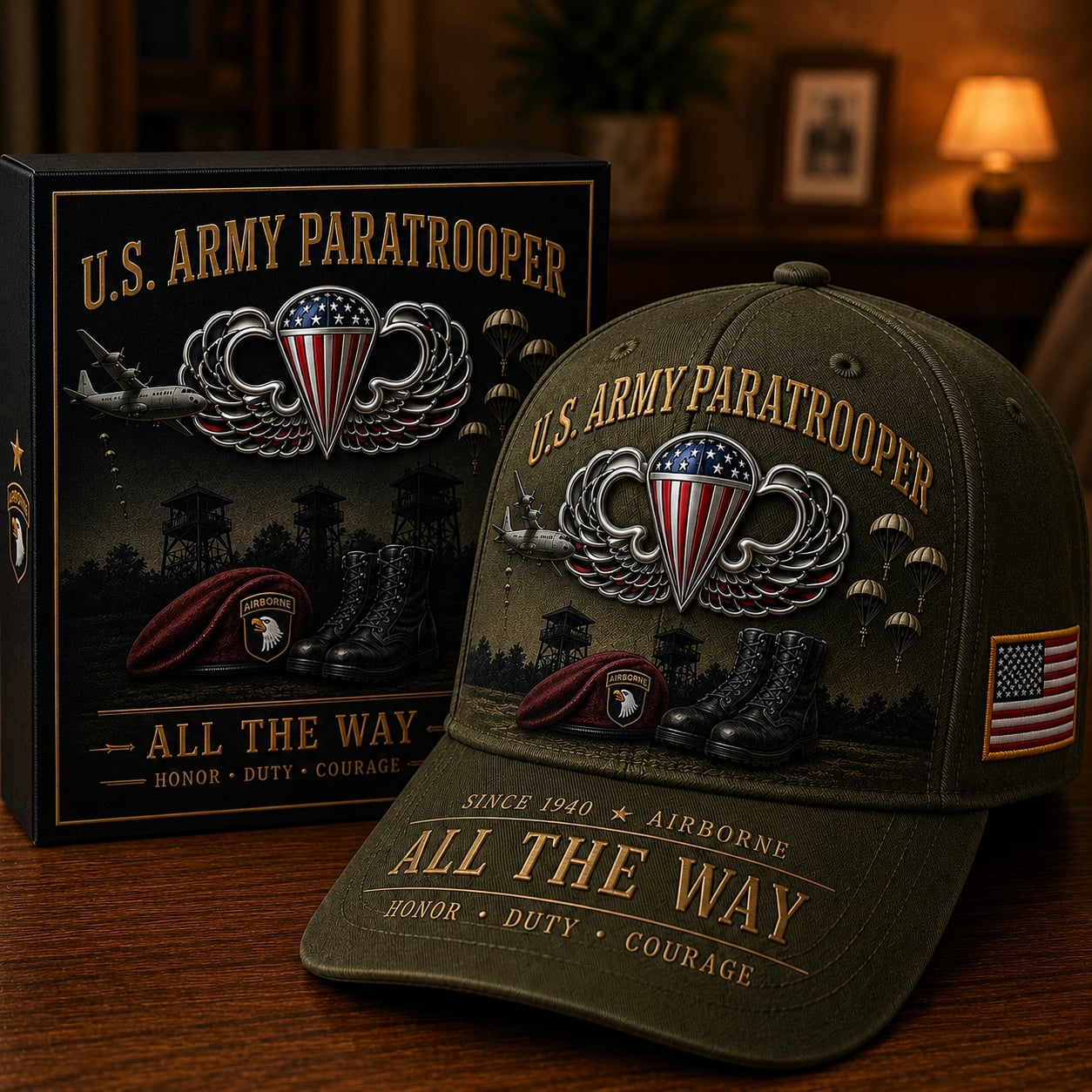 🪂U.S. Army Paratrooper “All the Way” Tribute Cap