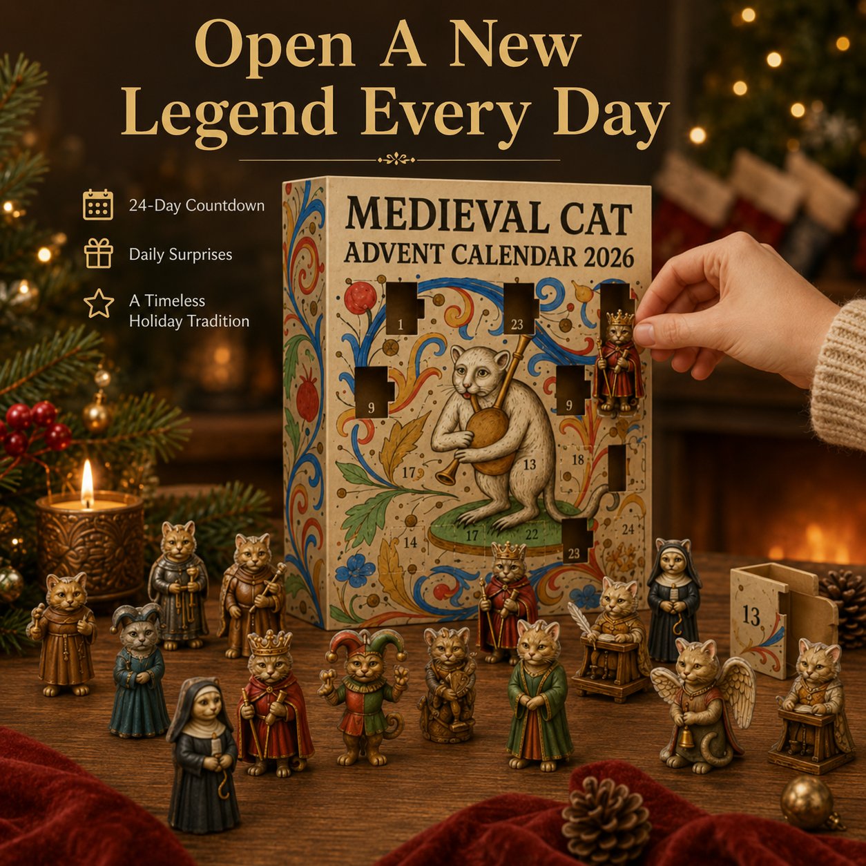 🐱 Medieval Cat Advent Calendar 2026 – 24 Historic Cat Charms