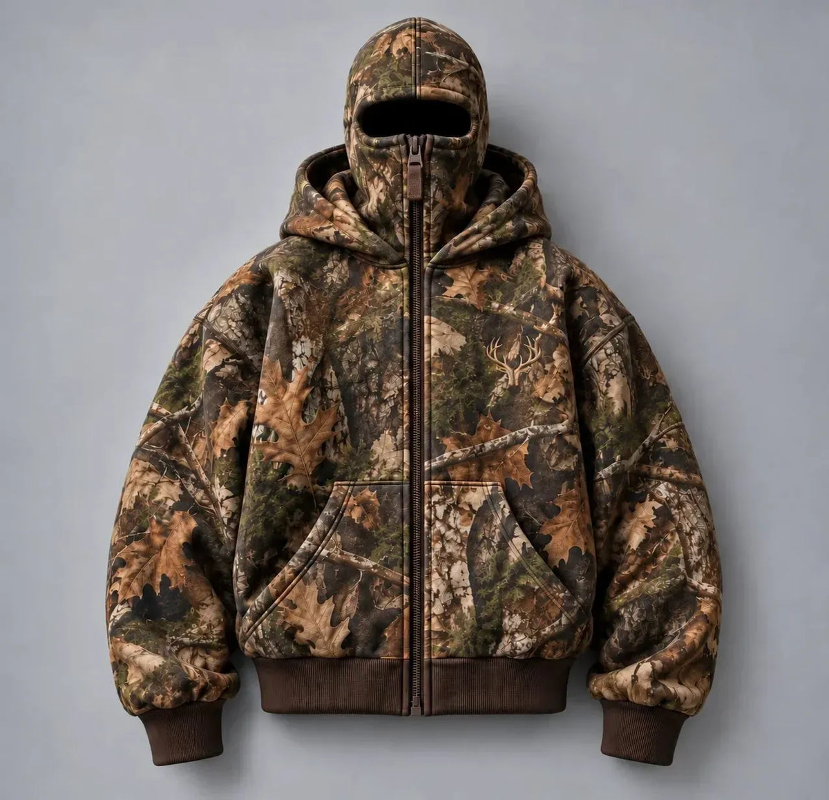 🦌 HunterZip Hunting Hoodie – Built-In Face Mask for Cold-Weather Adventures