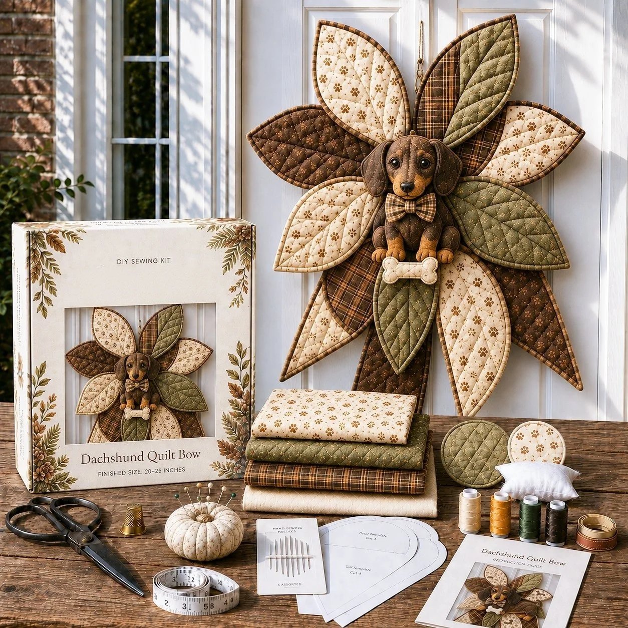 🔥LAST DAY 50% OFF - 🎀 Beginner-Friendly Oversized Quilted Bow Sewing Kit | Coordinated Printed Fabrics, Batting, Pre-Designed Templates & Complete Supplies for a 3D Statement Bow ✨