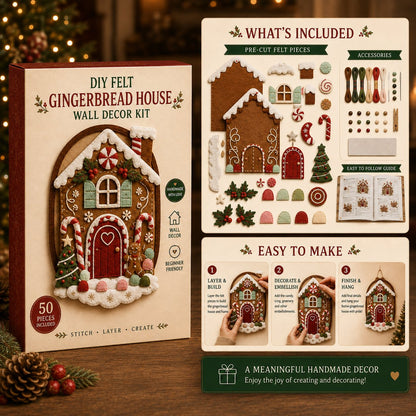 ⏳ Last Day 49% OFF – 🎅 Beginner-Friendly 52-Piece DIY Layered Felt Santa Wall Decor Kit | Complete Kit with All Tools & Step-by-Step Guide Included 💕