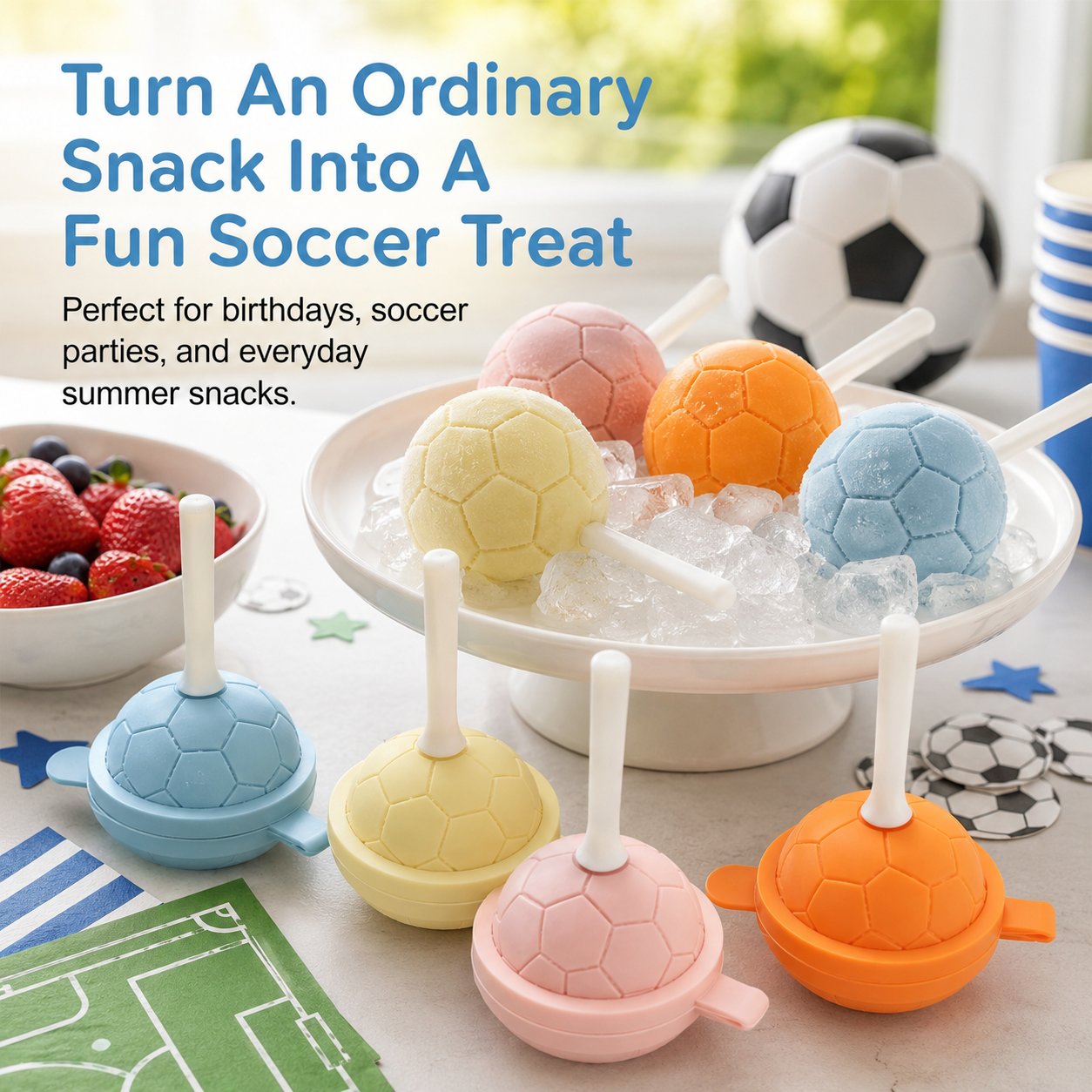 Mini Soccer Ball Silicone Popsicle Mold Set