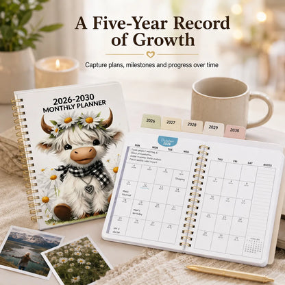 🐮 LAST DAY 49% OFF – Cute Cow 5-Year Planner 2026–2030 | Monthly Organizer with Farmhouse Cover, Goal Tracking Pages & Long-Term Planning Layout ✨