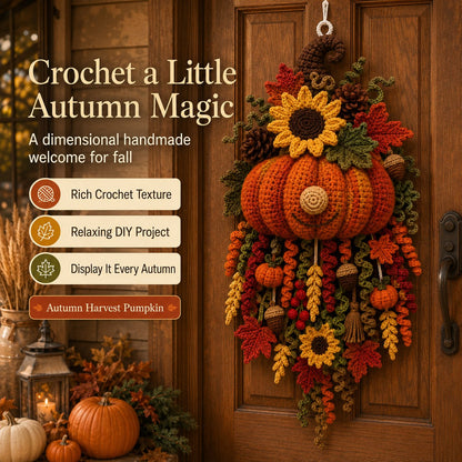 ⏳ Last Day 49% OFF – 🧶 DIY Dimensional Seasonal Crochet Door Hanger Kit Collection | Coordinated Yarn, Filling, Accessories & Step-by-Step Instructions Included 💕