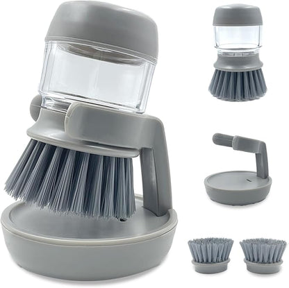 🔥HOT SALE🔥Palm Soap Dispenser Dish Brush with Storage Bracket Holder (2 Replacement Brush Heads)
