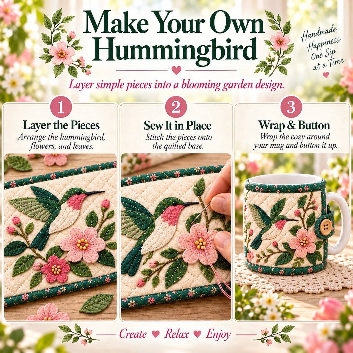 Garden Quilted Mug Cozy DIY Kit