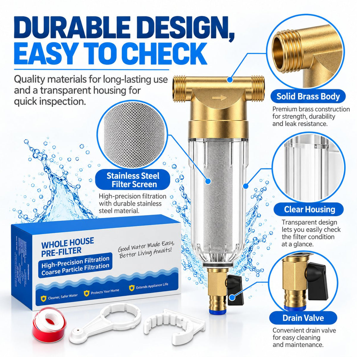 SimPure DC5P/S Whole House Water Pre-Filter
