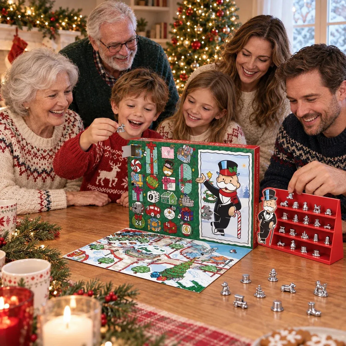 ⏳ Last Day 49% OFF – 🎲 Monopoly Token Advent Calendar | 24 Collectible Game Tokens with Display Stand for Christmas Countdown Fun 🎄