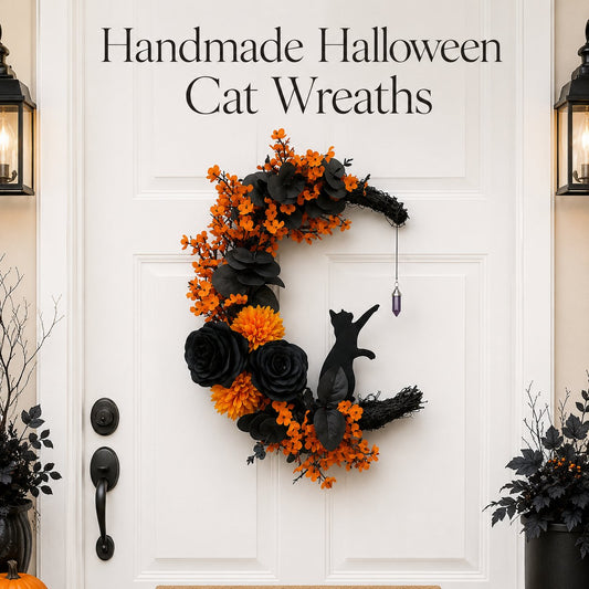 🐈‍⬛🌙Handmade Halloween Cat Wreath(📦Buy 2 Free Shipping)
