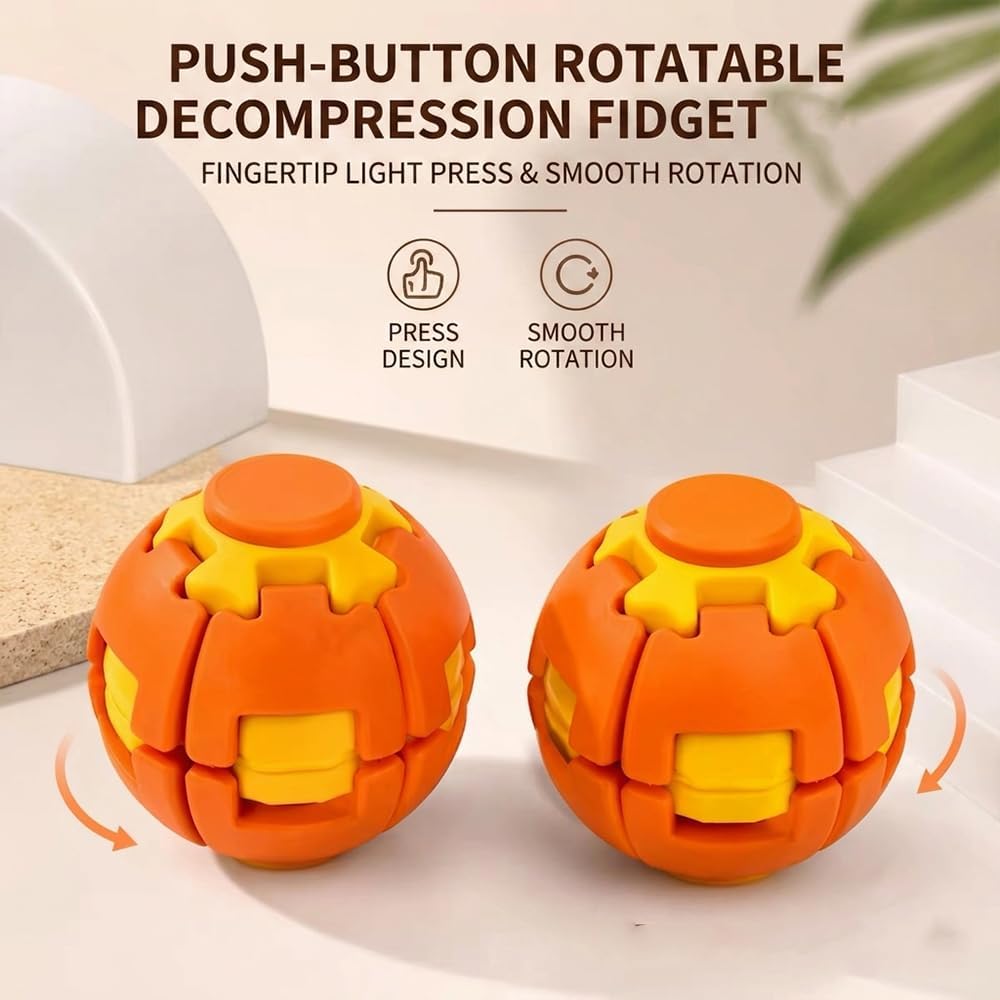 Fidget Spinner Decompression Ball, 360° Press & Spin Fidget Ball