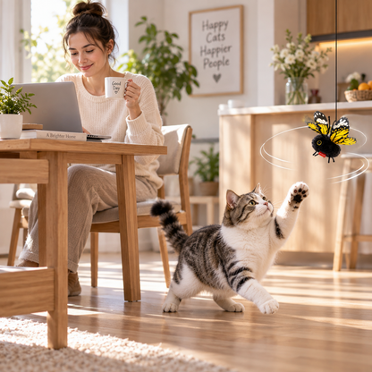 Interactive Electric Butterfly & Bluebird Cat Toy - 3 Flying Modes USB Rechargeable Teaser