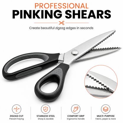 ✂️ Professional Pinking Shears – Stainless Steel Zigzag Fabric Cutting Scissors
