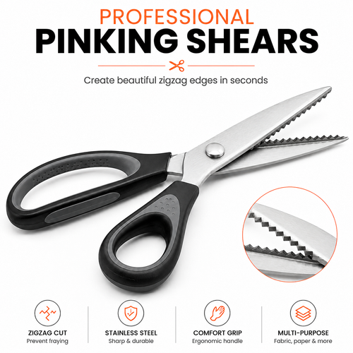 ✂️ Professional Pinking Shears – Stainless Steel Zigzag Fabric Cutting Scissors