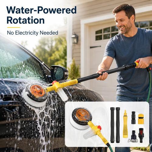 Water‑Powered Auto Rotating Car Wash Brush for Home Garage Car Care