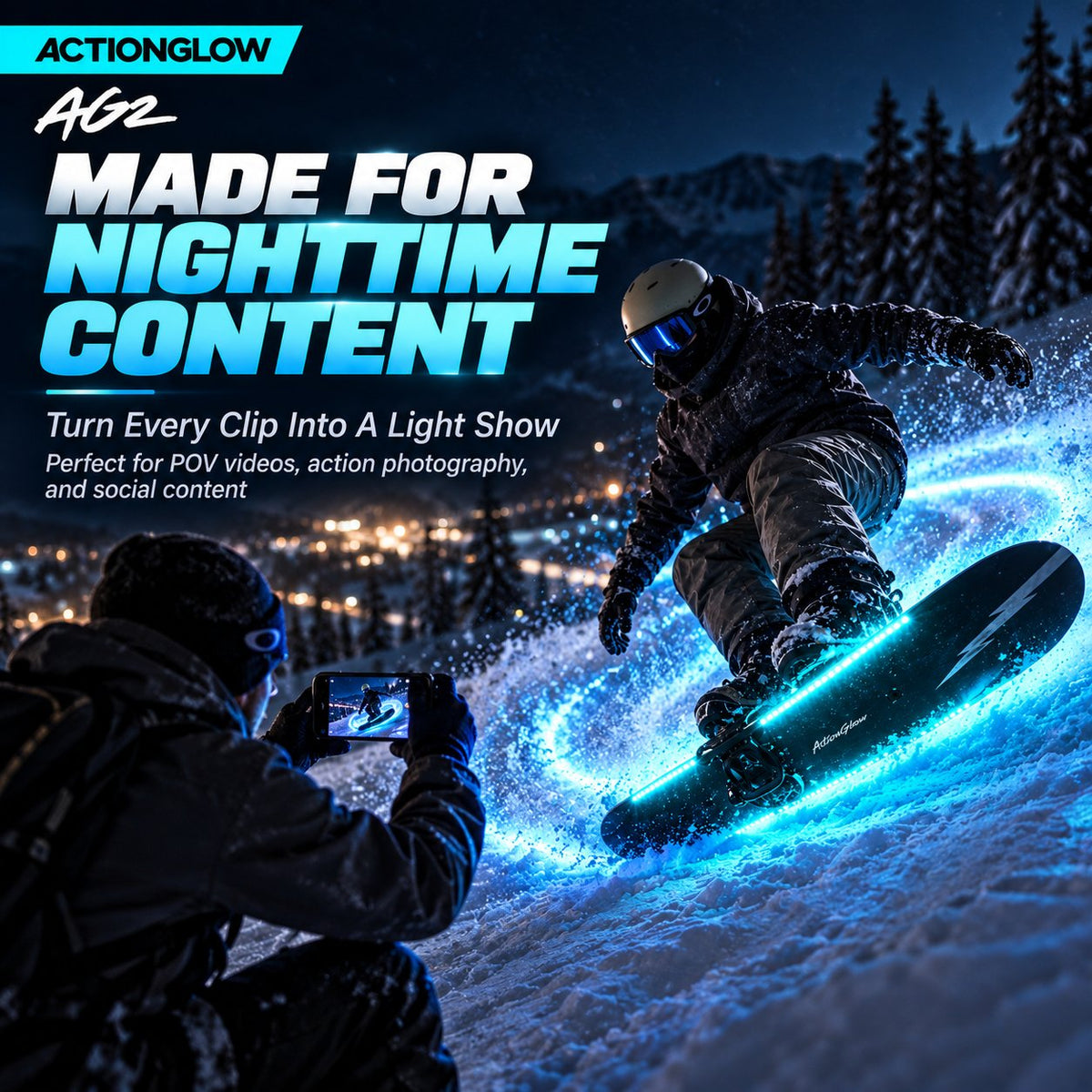 Waterproof LED Snowboard Lights – 7-Color Underglow Kit with 3 Brightness Levels & Easy 5-Minute Install