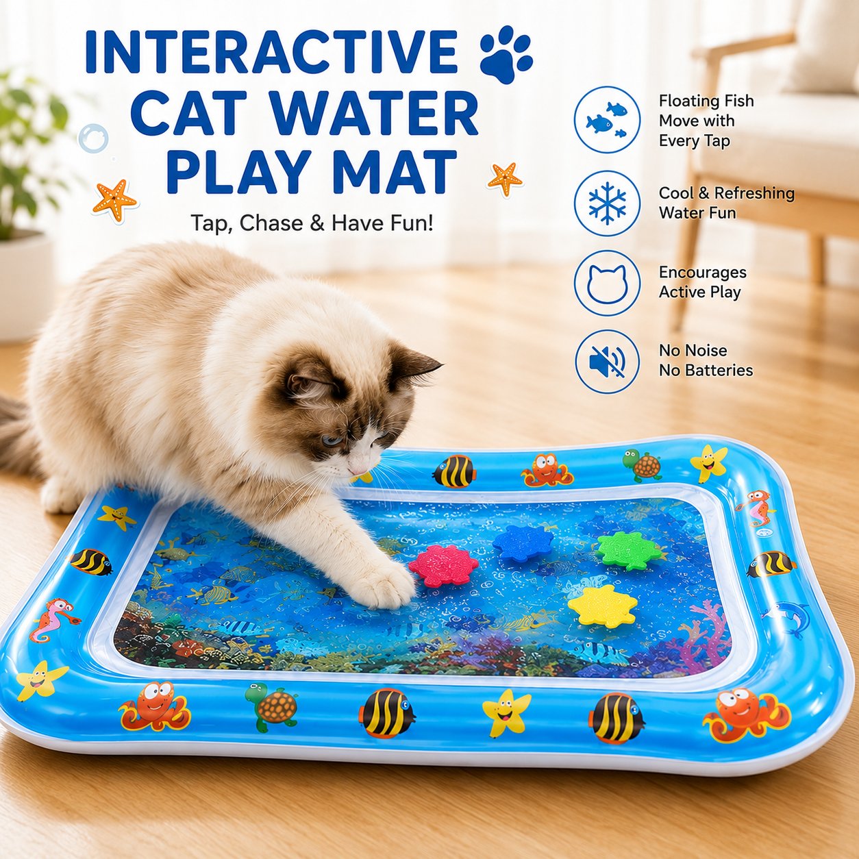 Buy 2 Free Shipping-Interactive Cat Water Play Mat with Floating Fish