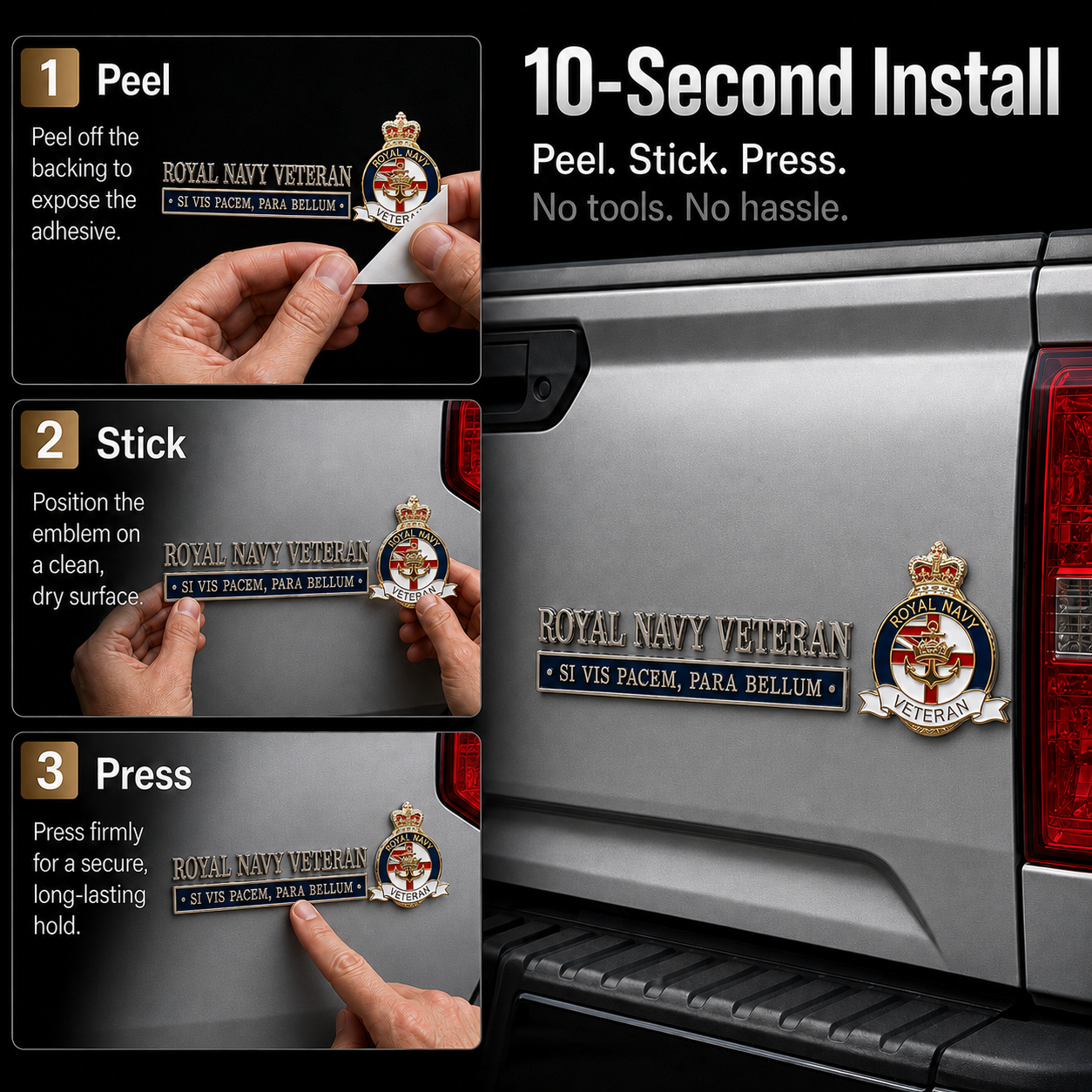 ⚓Royal Navy Veteran “Si Vis Pacem, Para Bellum” Tribute Metal Car Emblem