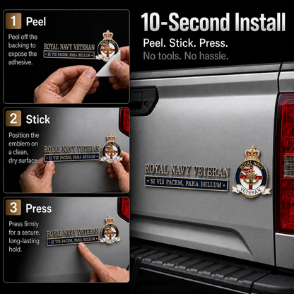 ⚓Royal Navy Veteran “Si Vis Pacem, Para Bellum” Tribute Metal Car Emblem