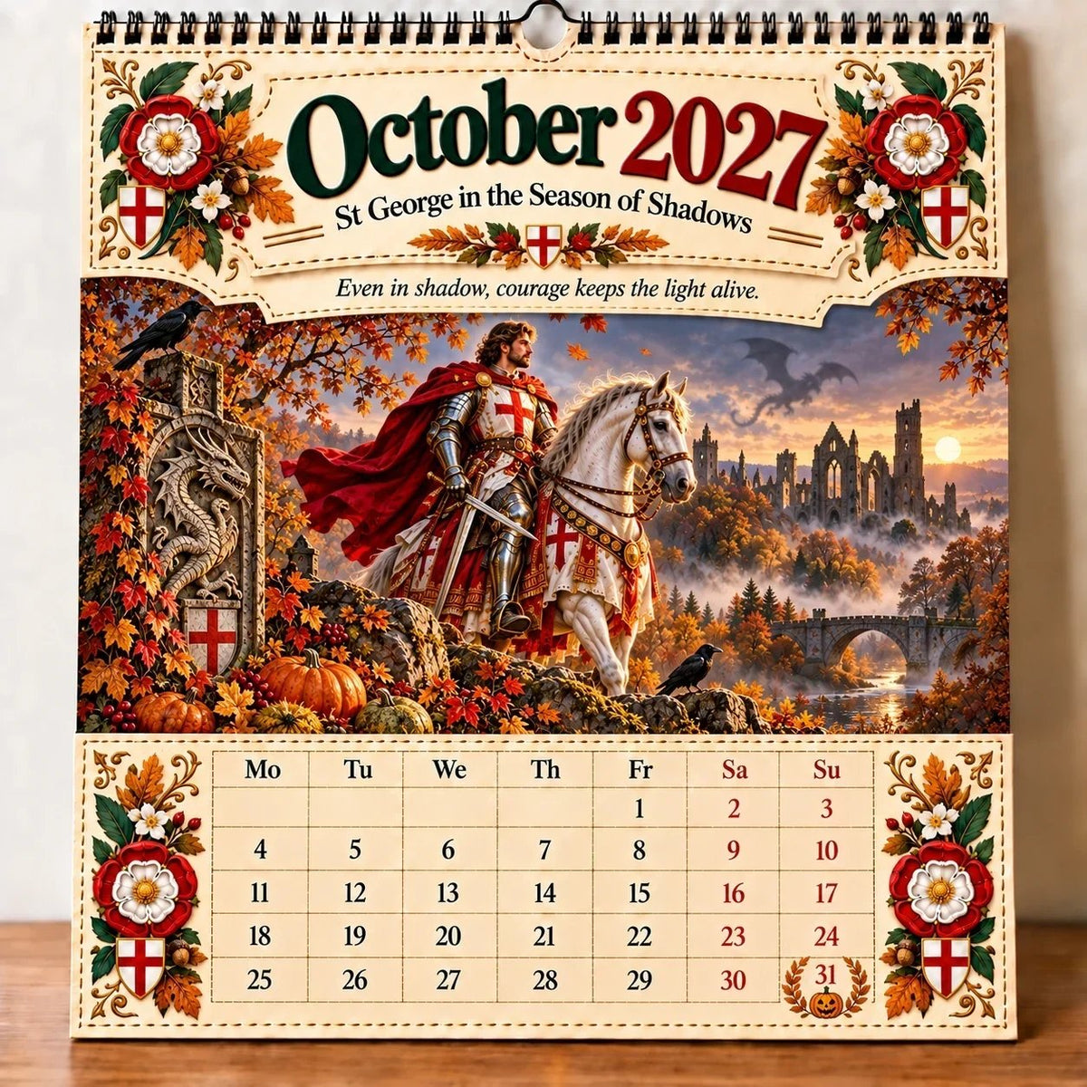 🗡️🐉 2027 England St George “Faith, Courage & Protection” Wall Calendar📅