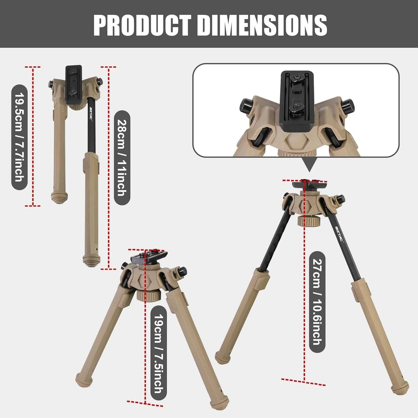 360 Swivel Bipod Rifle Pillar
